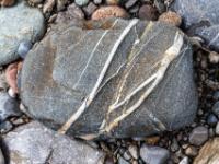 Erhabene weiße Maserung an grauem Stein